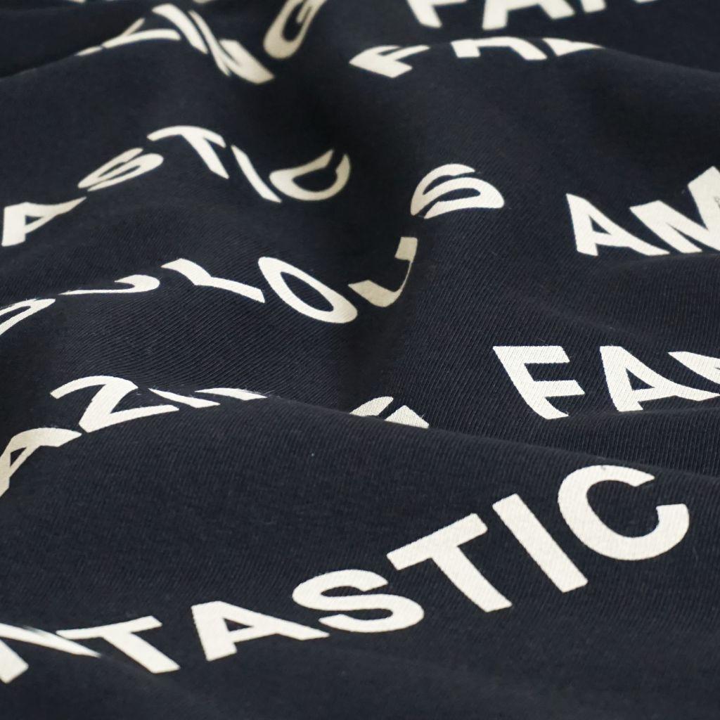 Sweat Stoff Textprint Amazing schwarz ecru - Bio